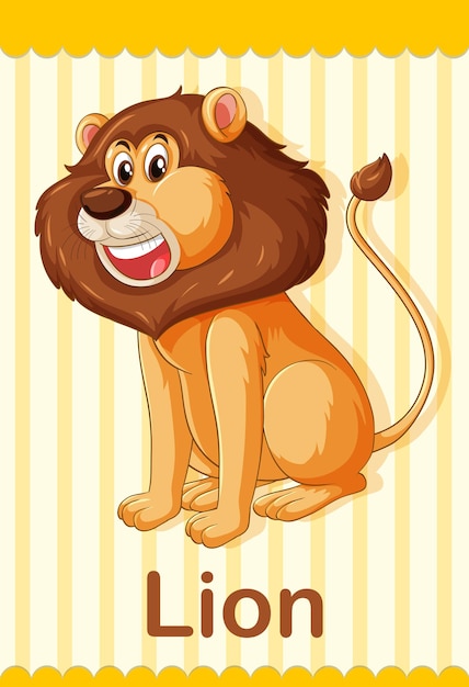 Vetor grátis flashcard de vocabulário com a palavra lion