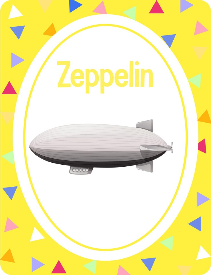 Vetor grátis flashcard de vocabulário com a palavra zeppelin