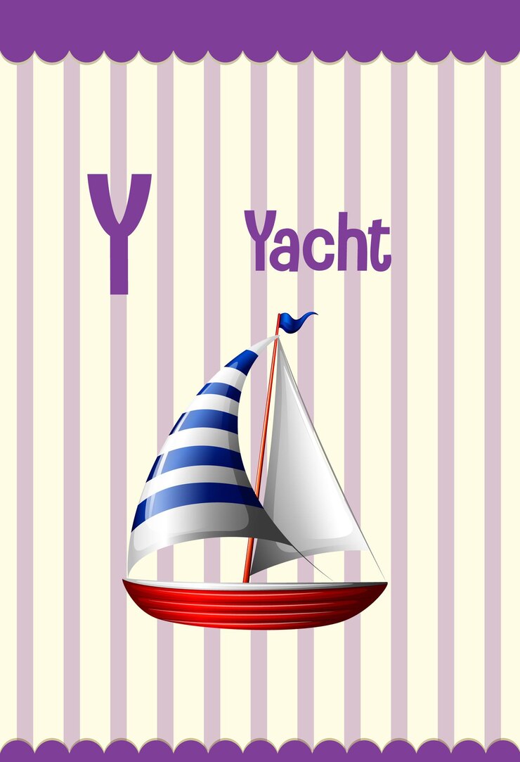 Vetor grátis flashcard do alfabeto com a letra y para iate