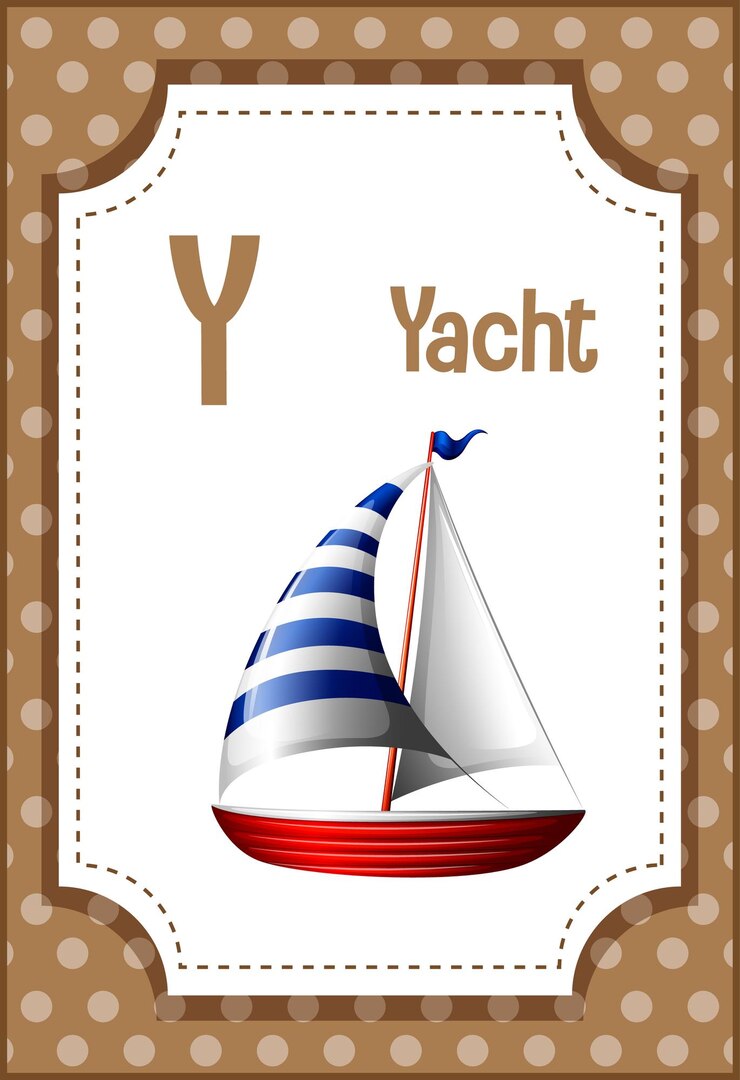 Vetor grátis flashcard do alfabeto com a letra y para iate
