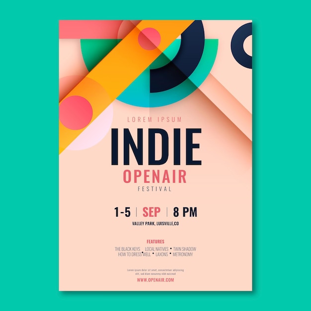 Vetor grátis flat a5 flyer template indie fest