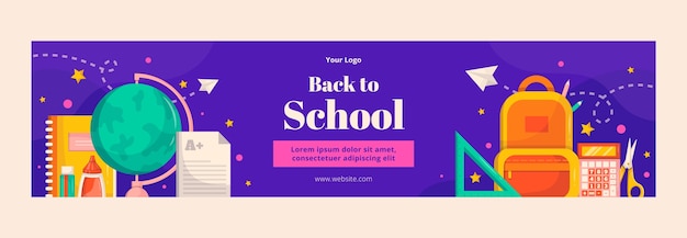 Vetor grátis flat back to school twitch banner