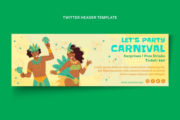 Vetor grátis flat carnival twitter header