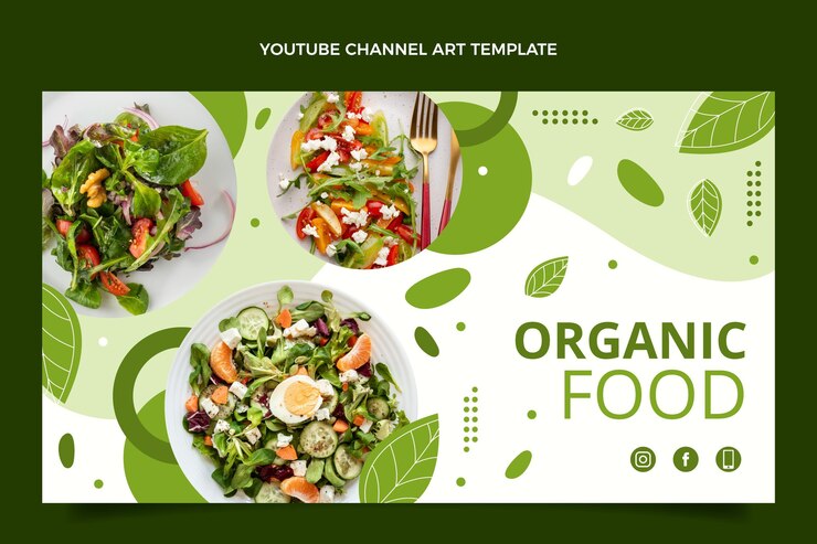 Vetor grátis flat design alimentação saudável arte do canal do youtube