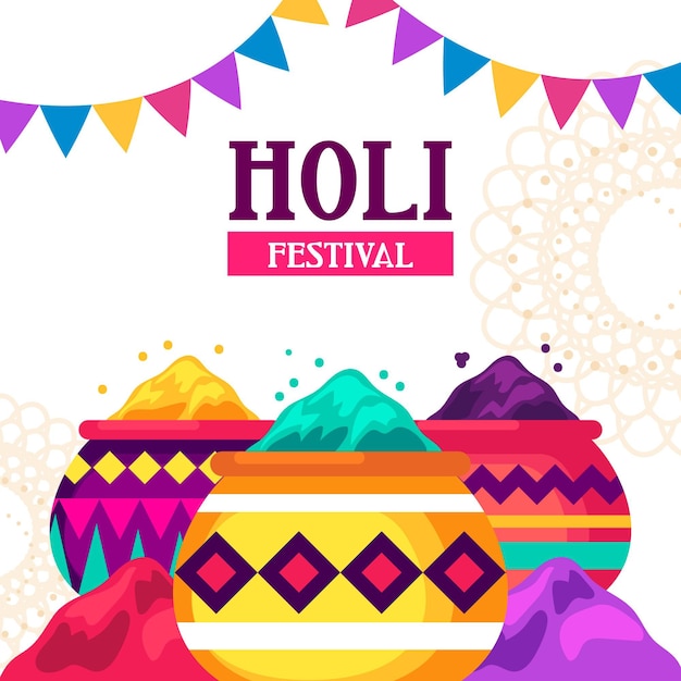 Flat design colorido holi gulal