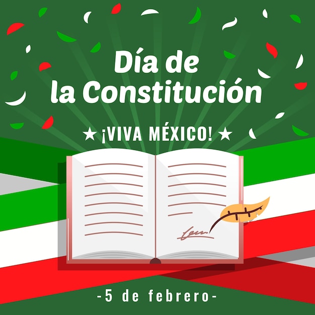 Flat design dia da constituição do méxico