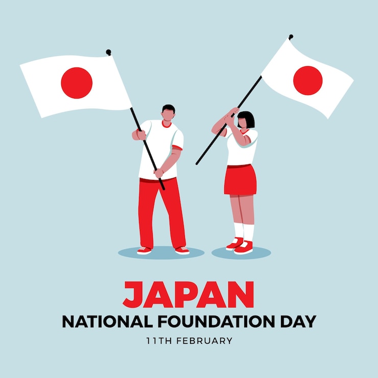 Vetor grátis flat design dia da fundação dia das bandeiras do japão
