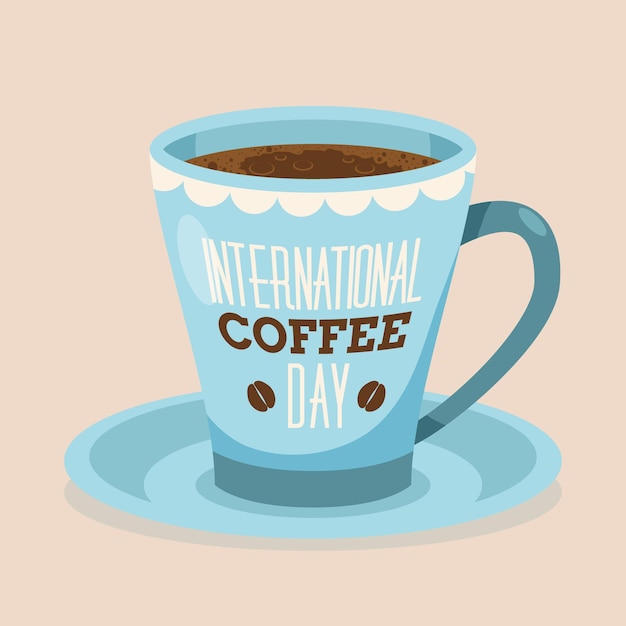 Flat design dia internacional do café