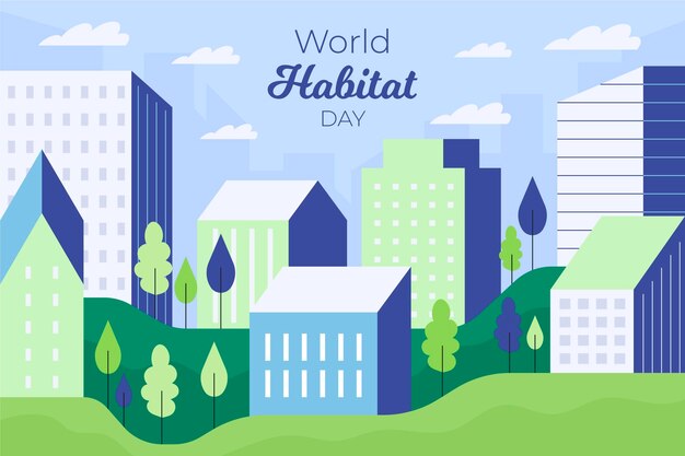Flat design dia mundial do habitat