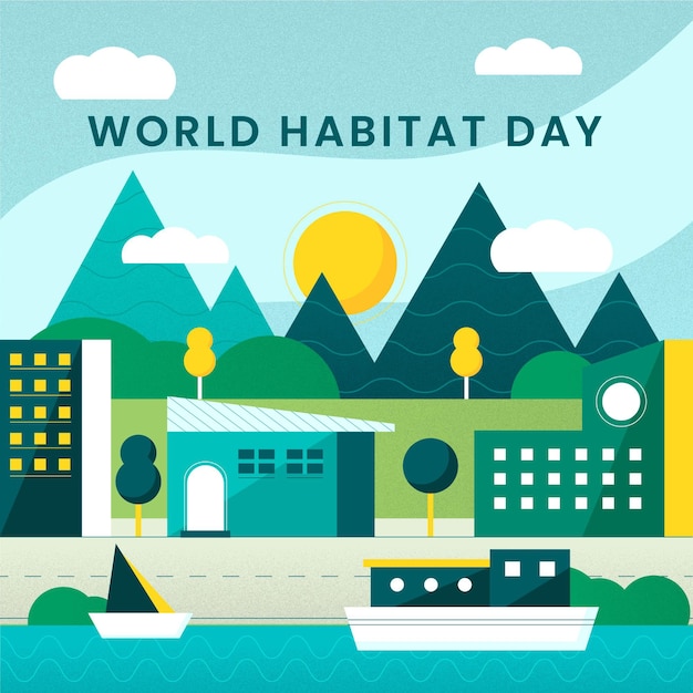 Flat design dia mundial do habitat