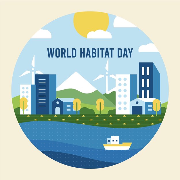 Flat design dia mundial do habitat