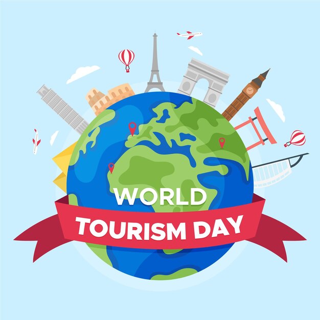 Flat design dia mundial do turismo