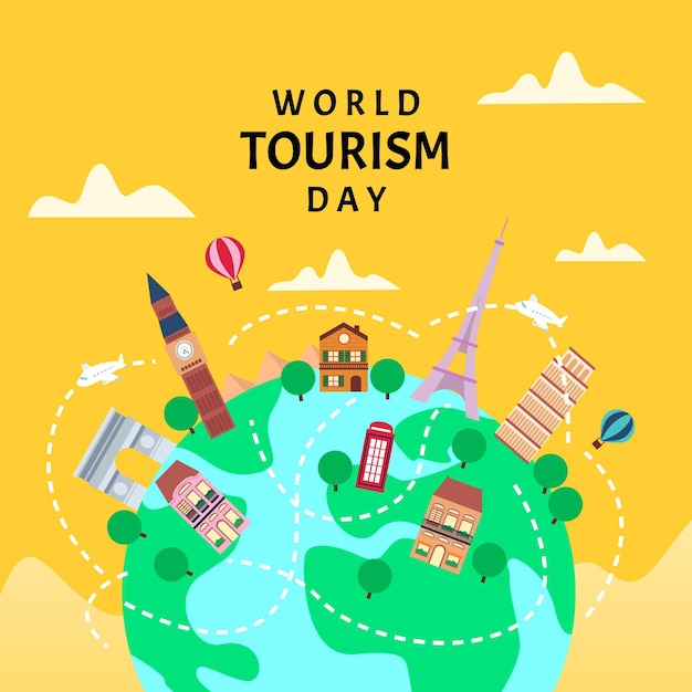 Vetor grátis flat design dia mundial do turismo