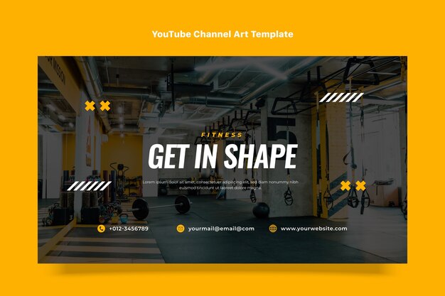 Flat design fitness arte do canal do youtube