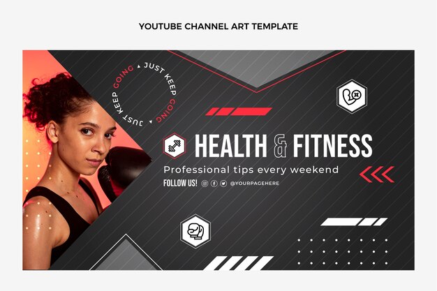 Flat design fitness arte do canal do youtube