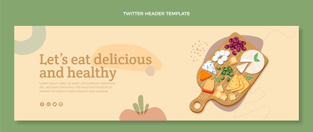 Vetor grátis flat design food twitter header