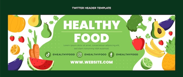 Vetor grátis flat design food twitter header