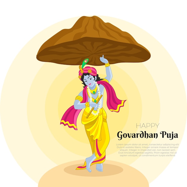 Flat design govardhan puja