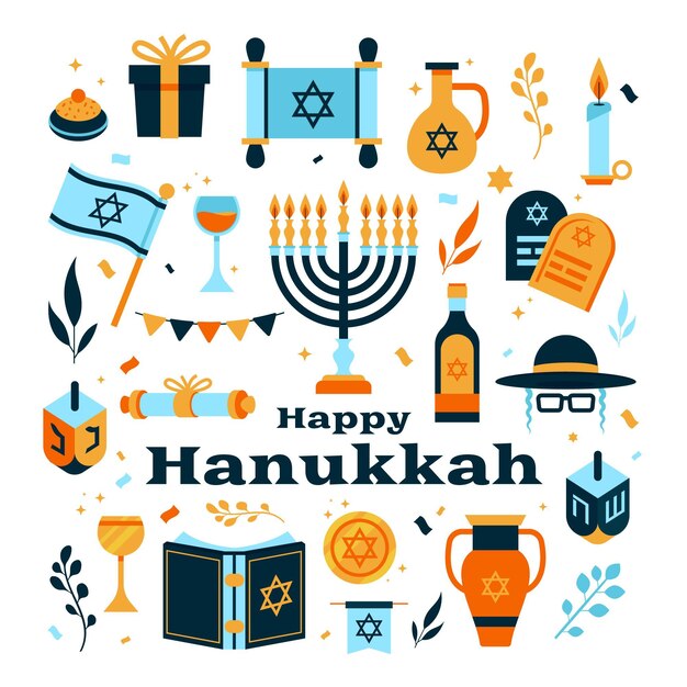 Flat design hanukkah