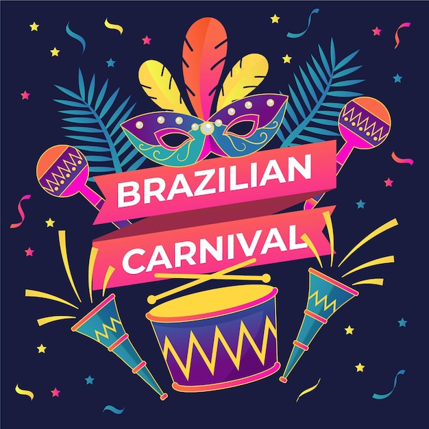 Flat design ilustração do carnaval brasileiro