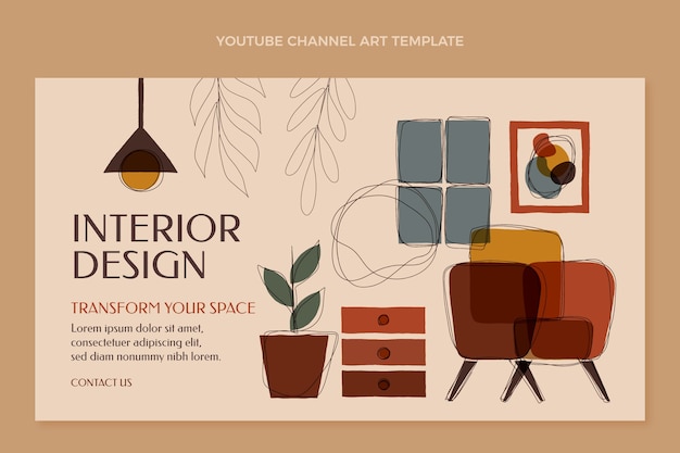 Vetor grátis flat design interior design template art canal do youtube