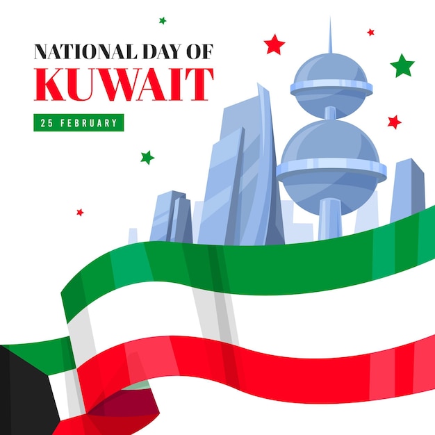 Flat design kuwait dia nacional