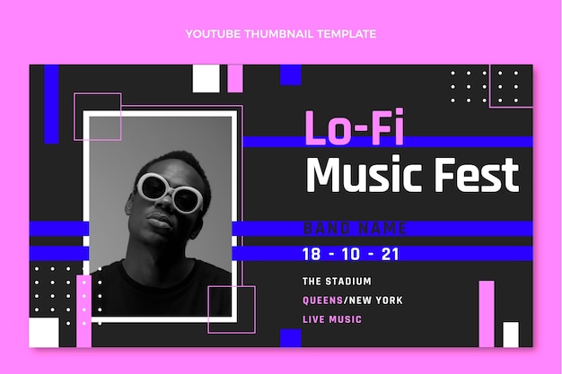 Flat design minimal music festival youtube thumbnail