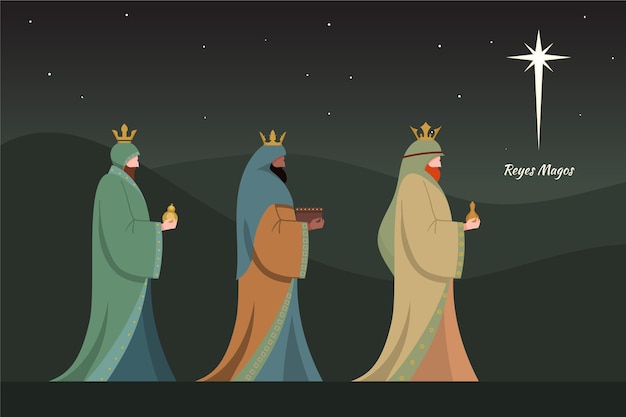 Vetor grátis flat design reyes magos dia