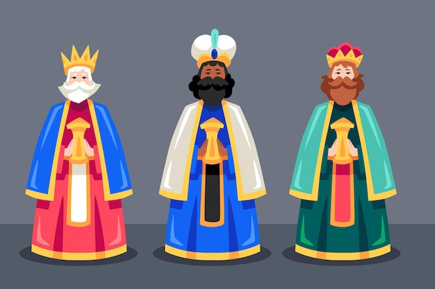 Flat design reyes magos dia