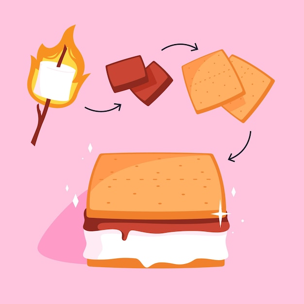 Flat design s'more ilustração