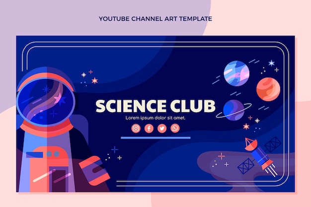 Flat design science youtube channel art