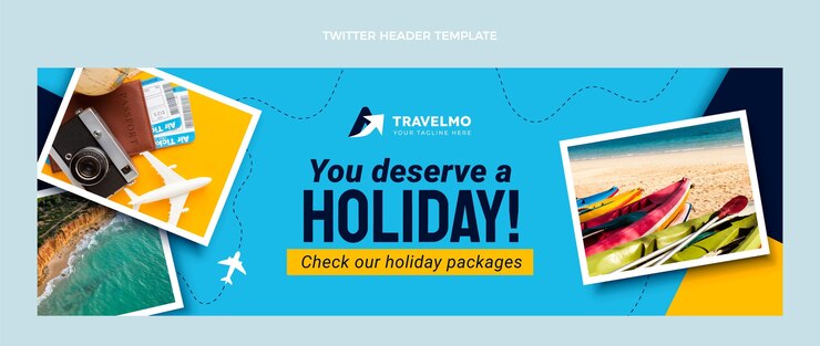 Vetor grátis flat design travel twitter header