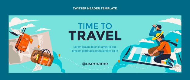 Vetor grátis flat design travel twitter header