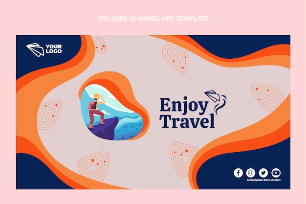 Flat design travel youtube channel art