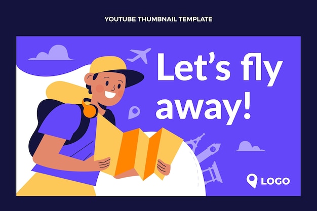 Vetor grátis flat design travel youtube thumbnail