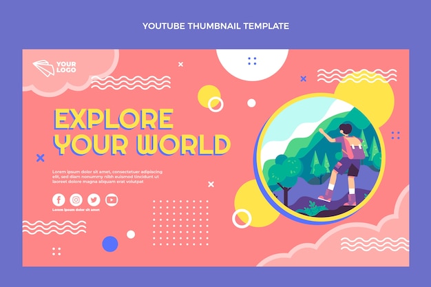 Vetor grátis flat design travel youtube thumbnail