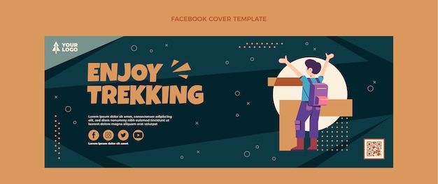 Flat design trekking capa do facebook