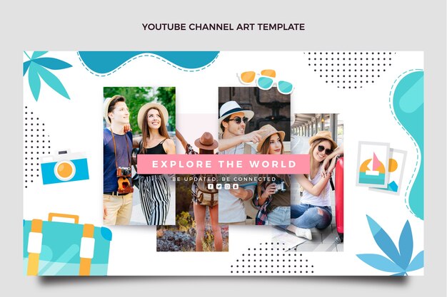 Flat design viagem aventura canal youtube