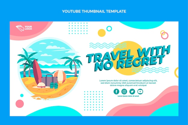Flat design viagem férias youtube thumbnail