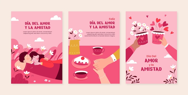 Vetor grátis flat dia del amor y la amistad coleção de cartões de saudação