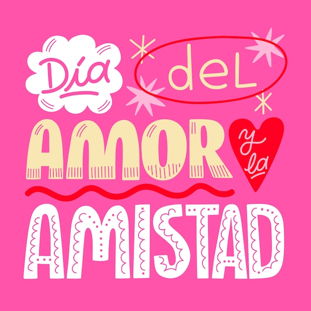 Flat dia del amor y la amistad ilustração de texto