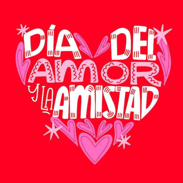 Flat dia del amor y la amistad ilustração de texto