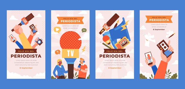 Flat dia del periodista coleção de histórias do instagram