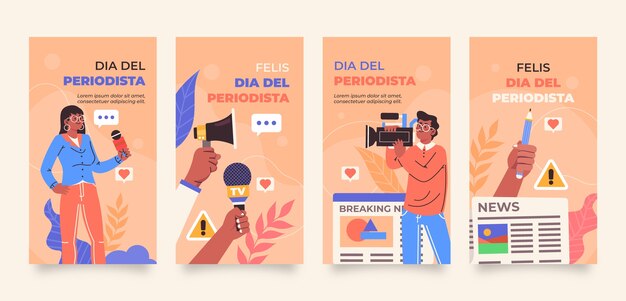 Flat dia del periodista coleção de histórias do instagram