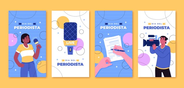 Flat dia del periodista coleção de histórias do instagram