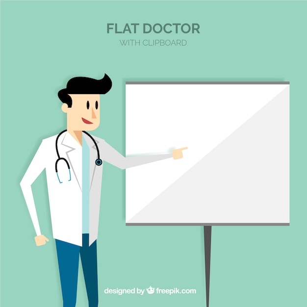 Flat doctor apresentando algo