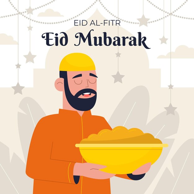 Vetor grátis flat eid al-fitr - ilustração de eid mubarak