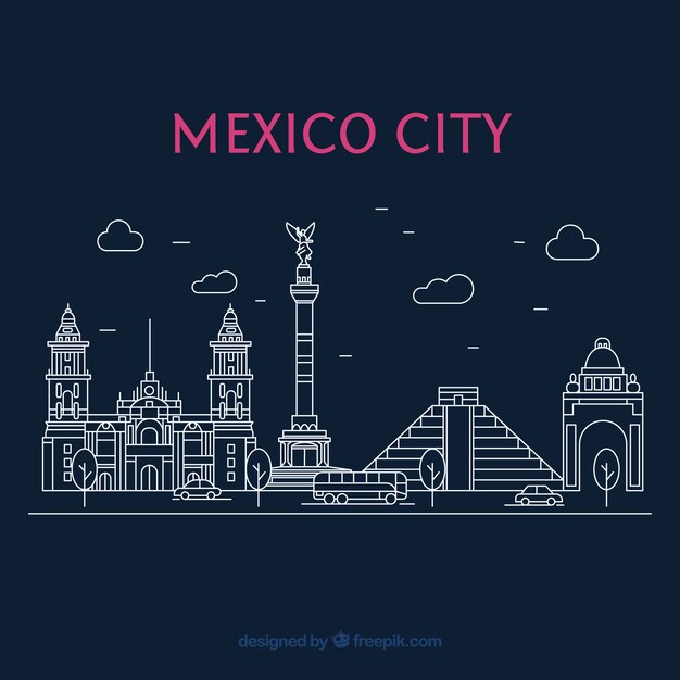 Flat mexico city at night background