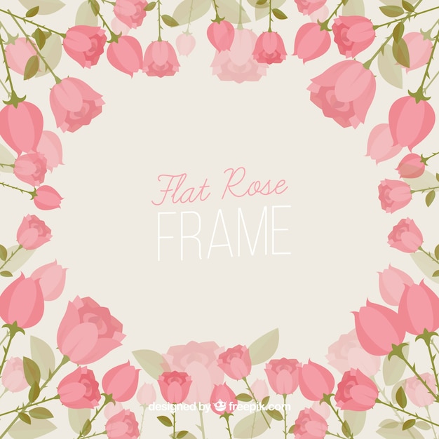 Flat rose frame em tons rosa