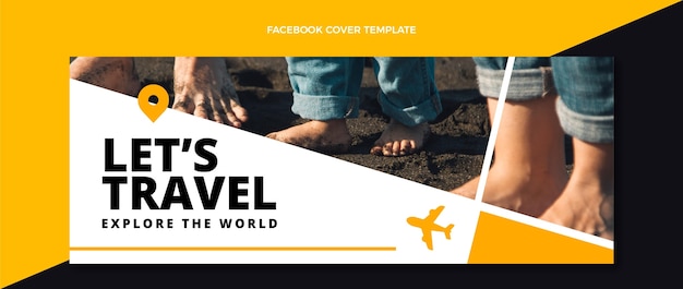 Vetor grátis flat travel facebook cover